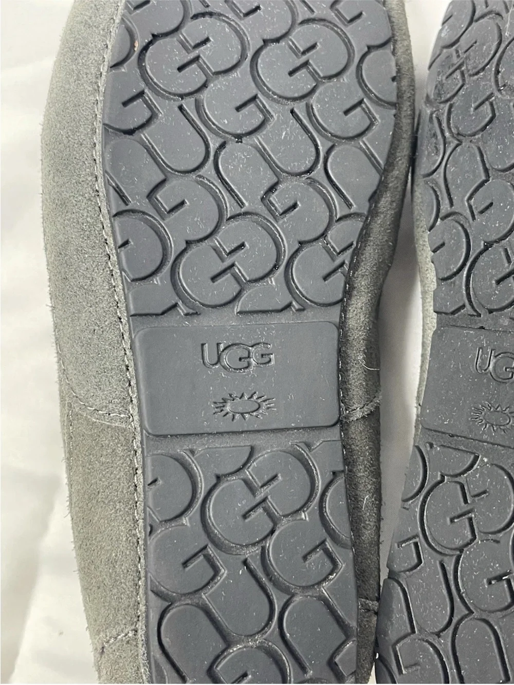 UGG Ansley Youth Slippers Sz 1 Gray Suede Shearling Slip On Cozy Comfort